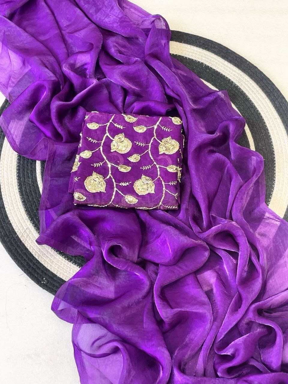 Satin Silk Embroidered Saree