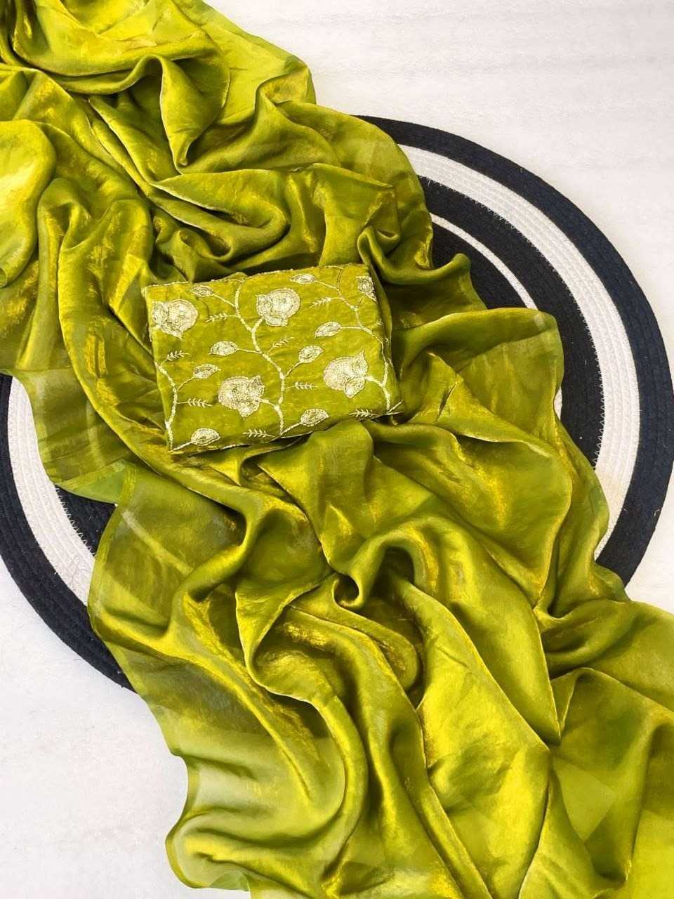 Satin Silk Embroidered Saree