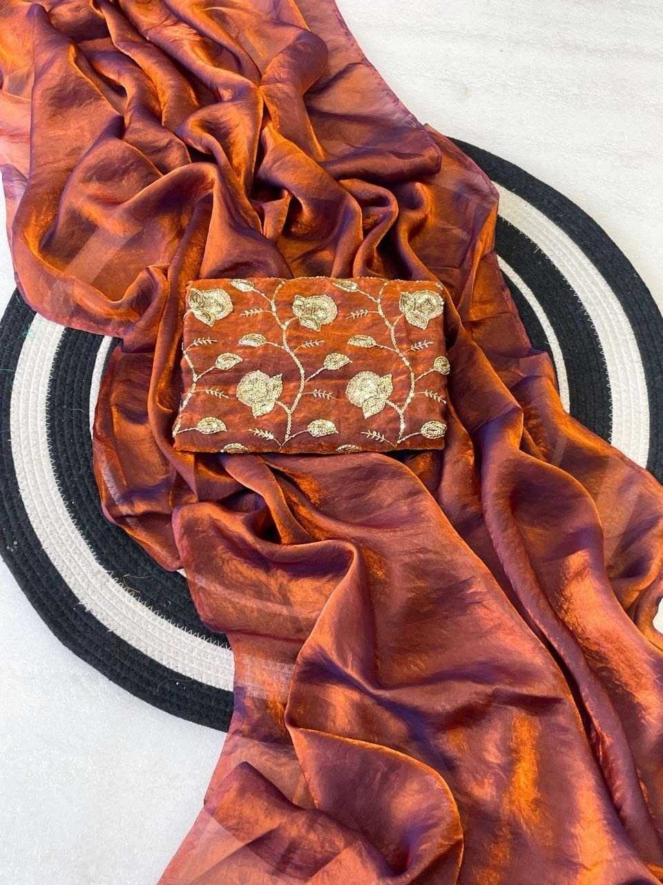 Satin Silk Embroidered Saree