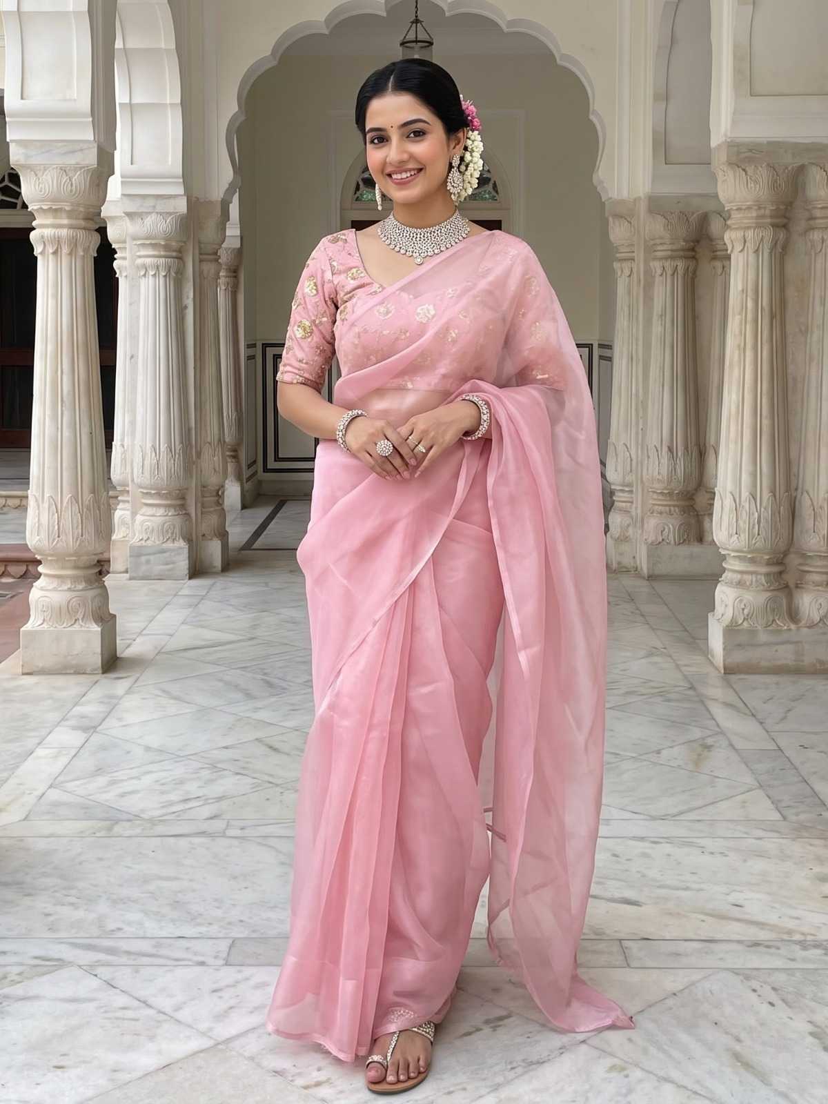 Satin Silk Embroidered Saree