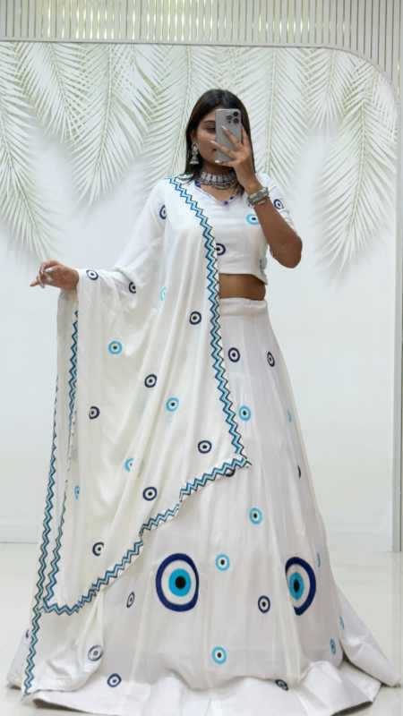 Pure Cotton Designer Lehenga in White