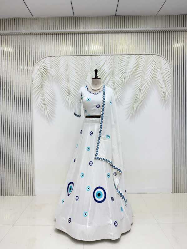 Pure Cotton Designer Lehenga in White