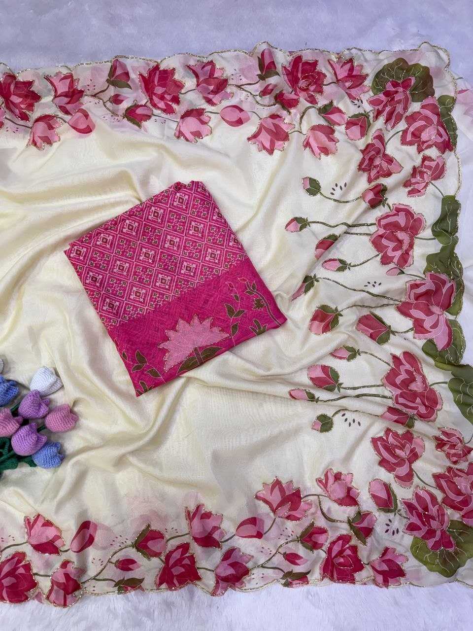Tabby Silk Soft Saree in Red