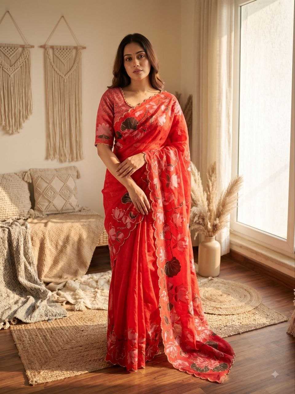 Tabby Silk Soft Saree in Red