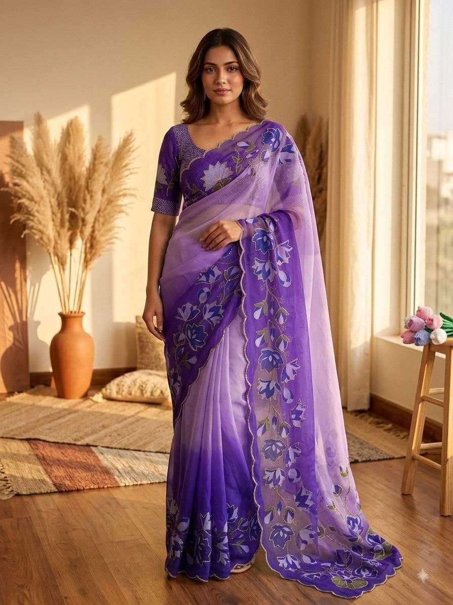Tabby Silk Soft Saree in Lavender