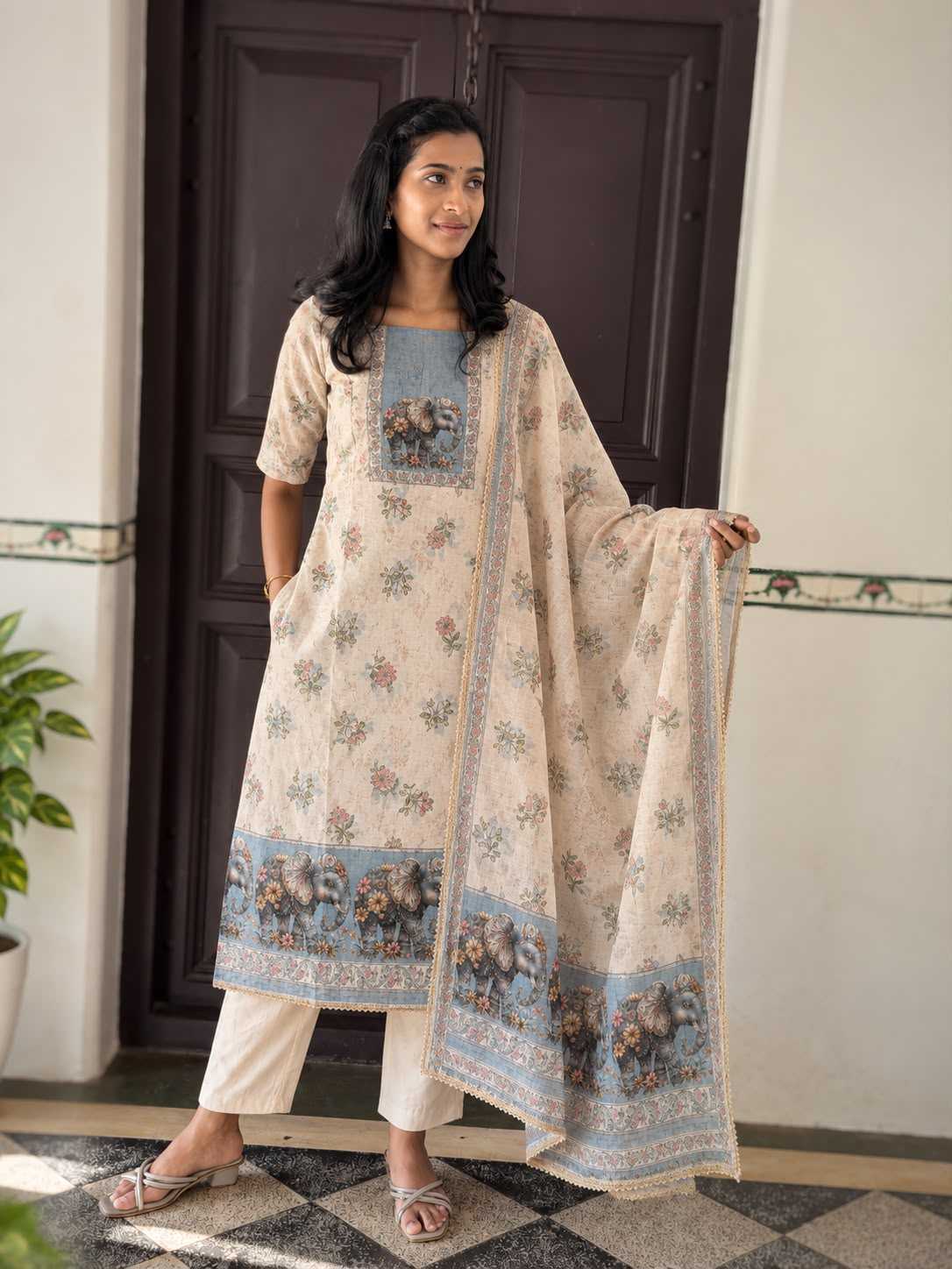 Delicate Linen Party Wear Kurti
