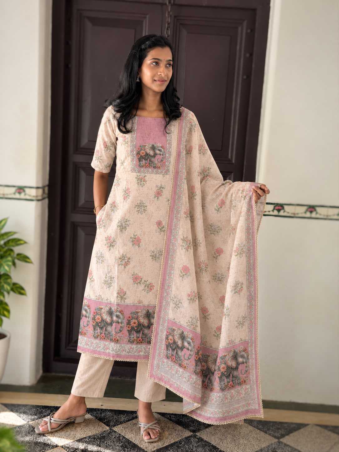 Delicate Linen Party Wear Kurti