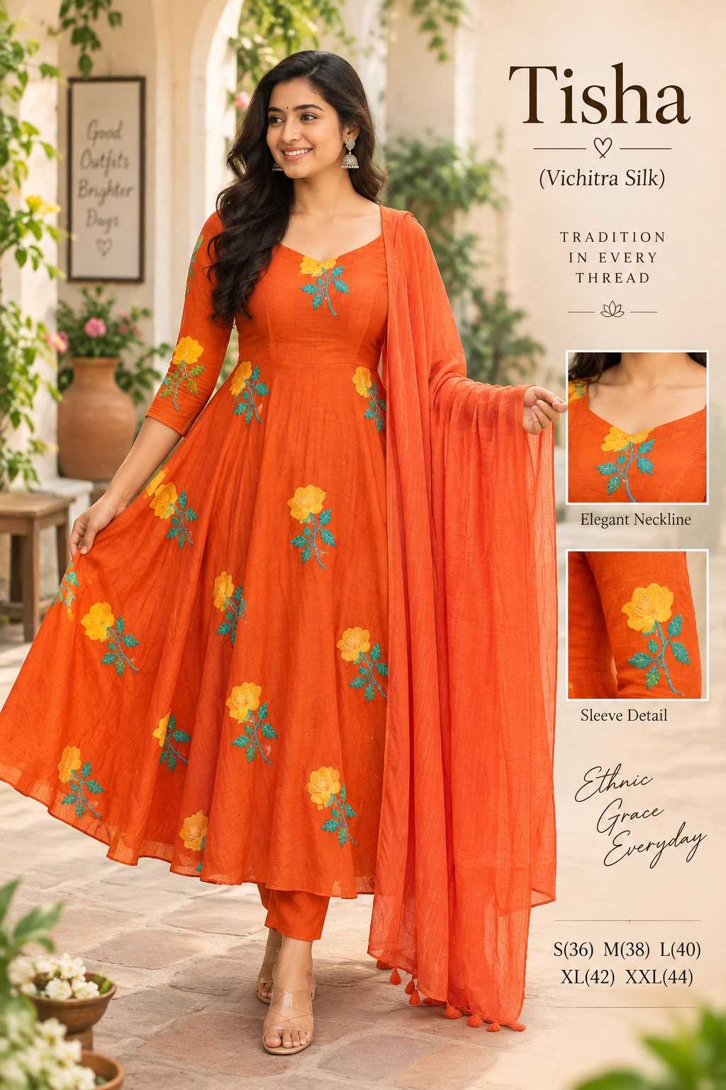 Tisha Vichitra Silk Embroidery Gown