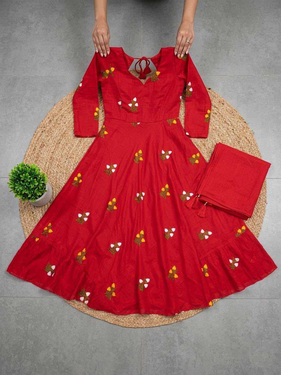 Tisha Vichitra Silk Embroidery Gown