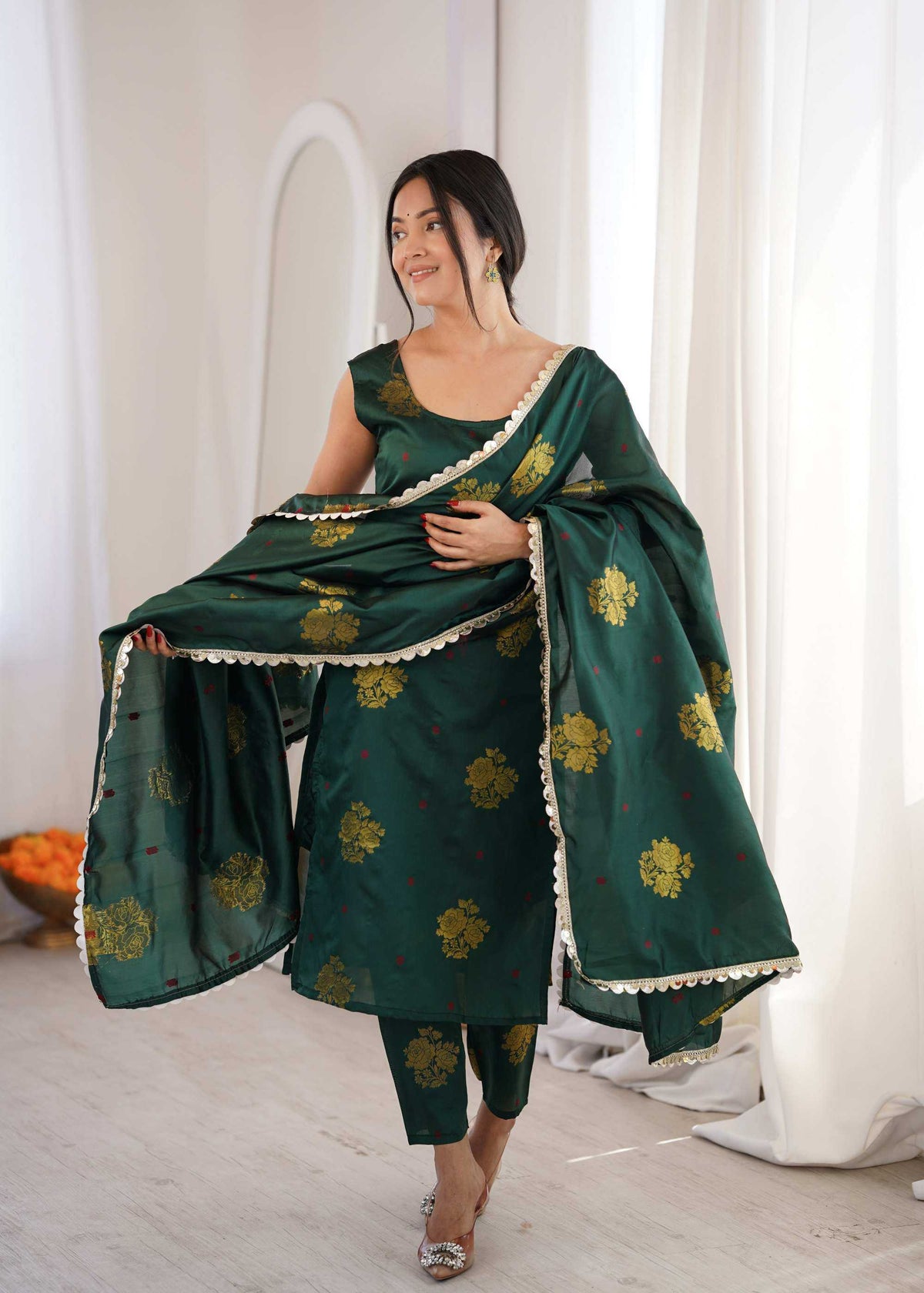Soft Silk Designer Kurti in Navy Blue