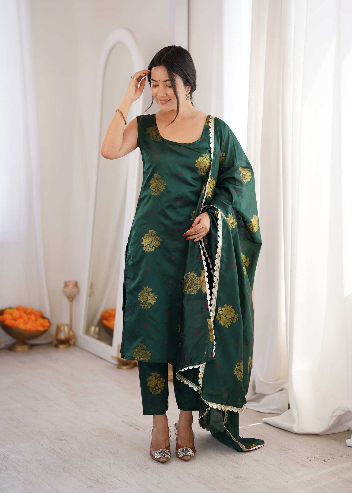 Soft Silk Designer Kurti in Navy Blue