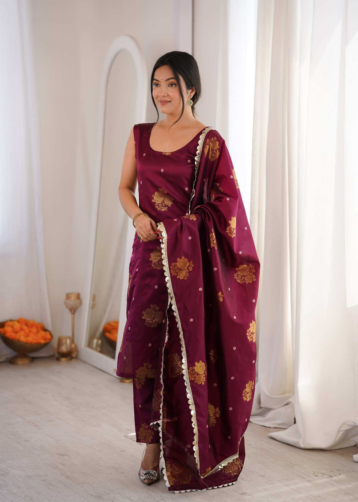 Soft Silk Designer Kurti in Navy Blue