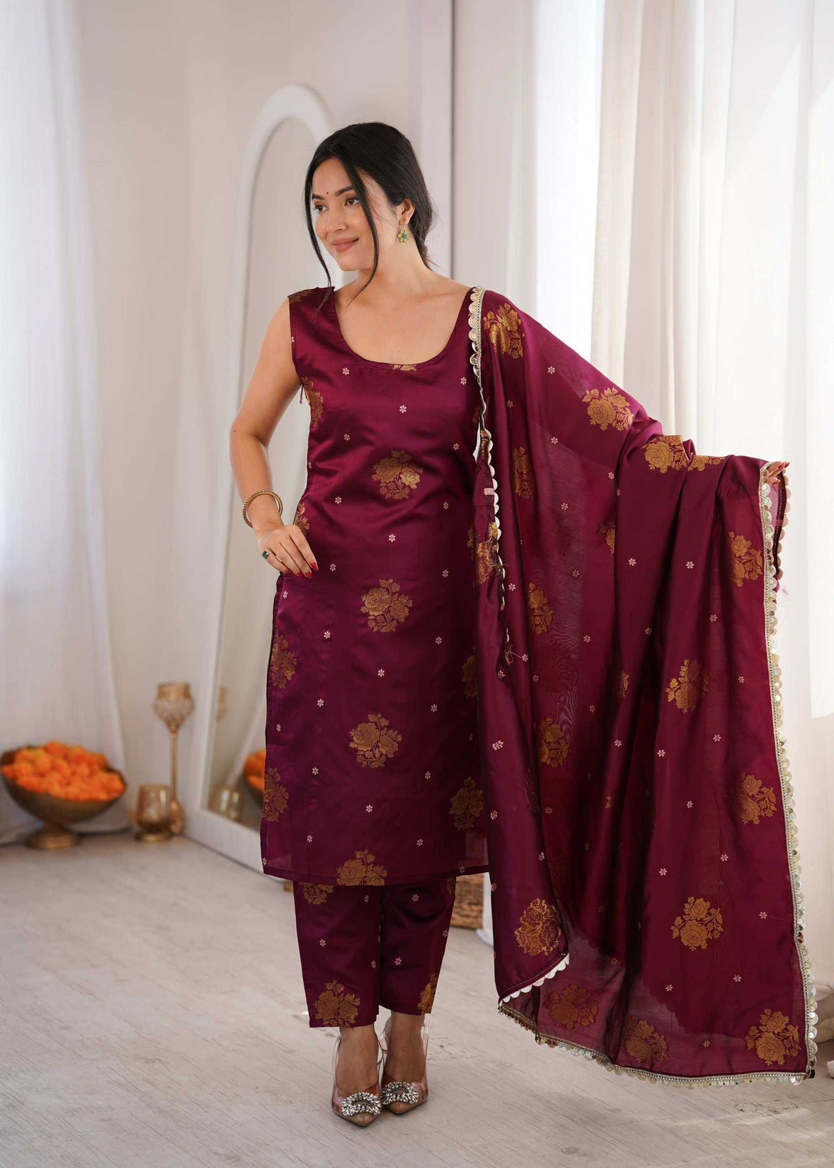 Soft Silk Designer Kurti in Navy Blue