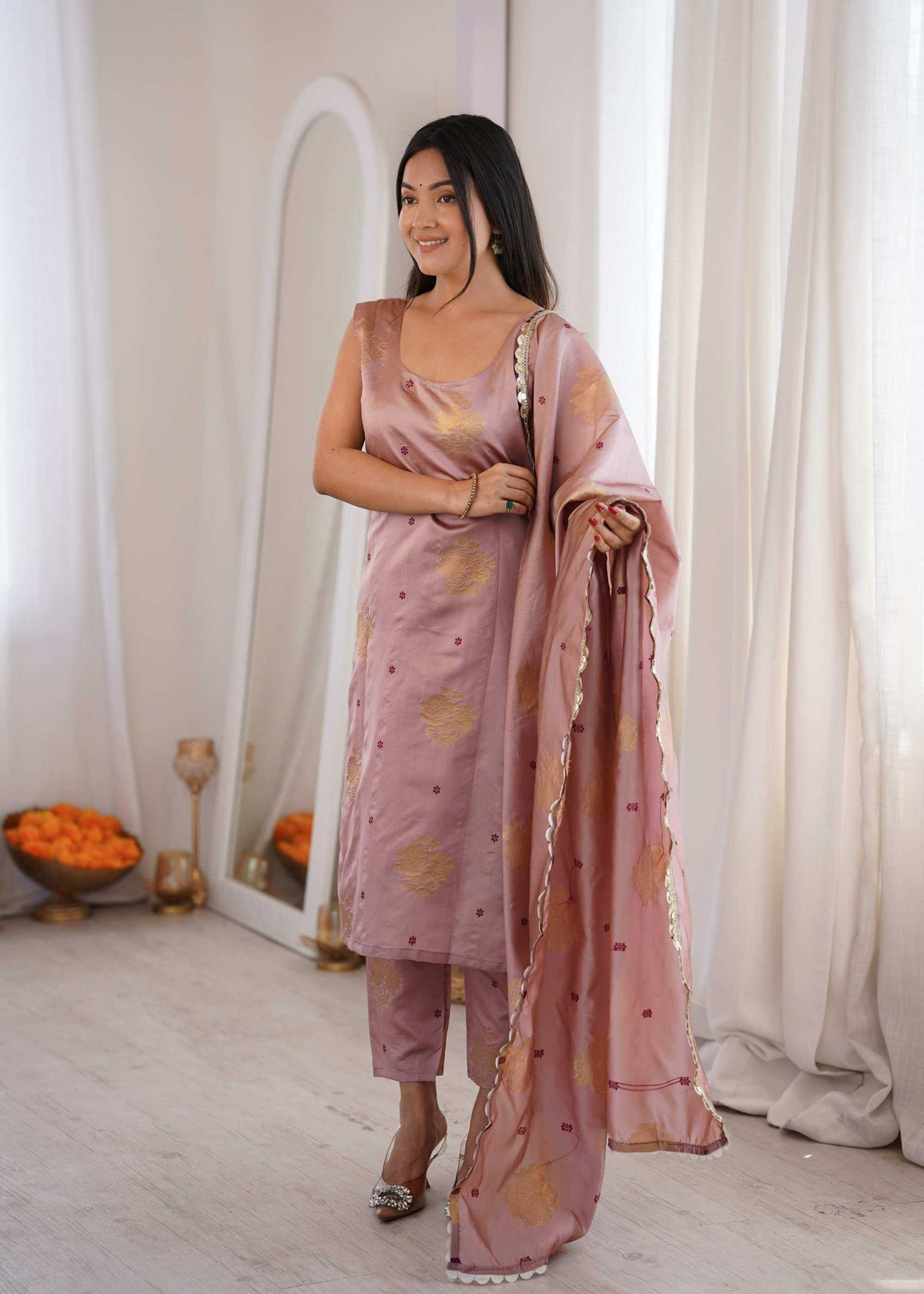 Soft Silk Designer Kurti in Navy Blue