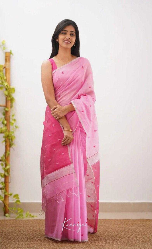 Soft Cotton Designer Saree in Pink