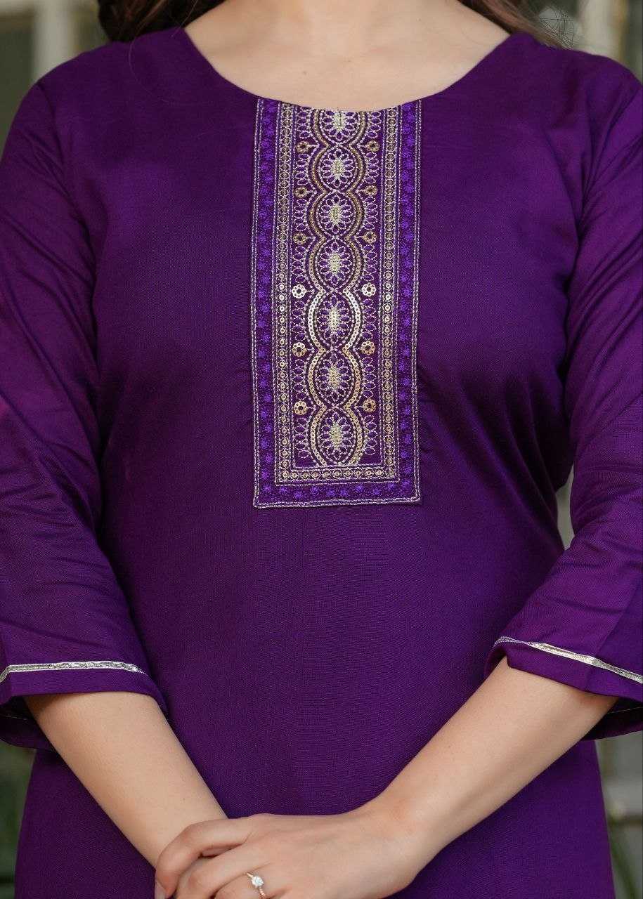 Rayon Designer Kurti in Navy Blue