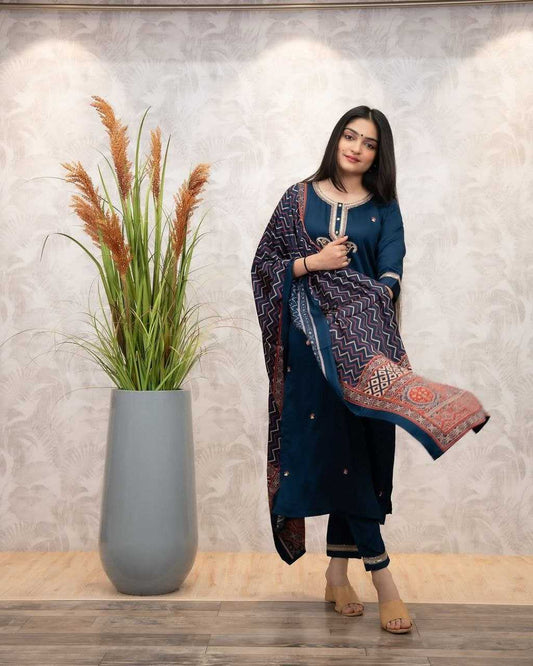 Chanderi Silk Embroidery Suit 628