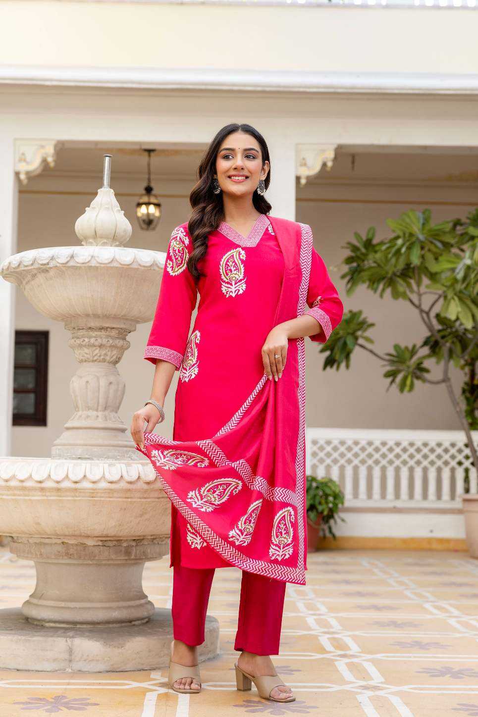 Rayon Designer Kurti in Sky