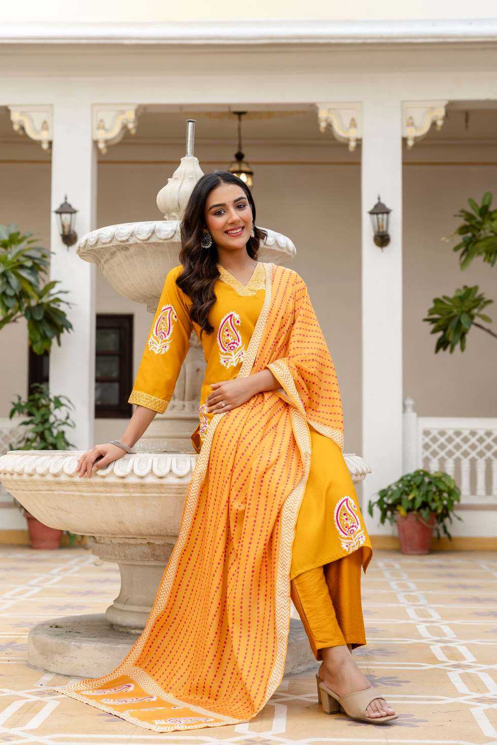 Rayon Designer Kurti in Sky