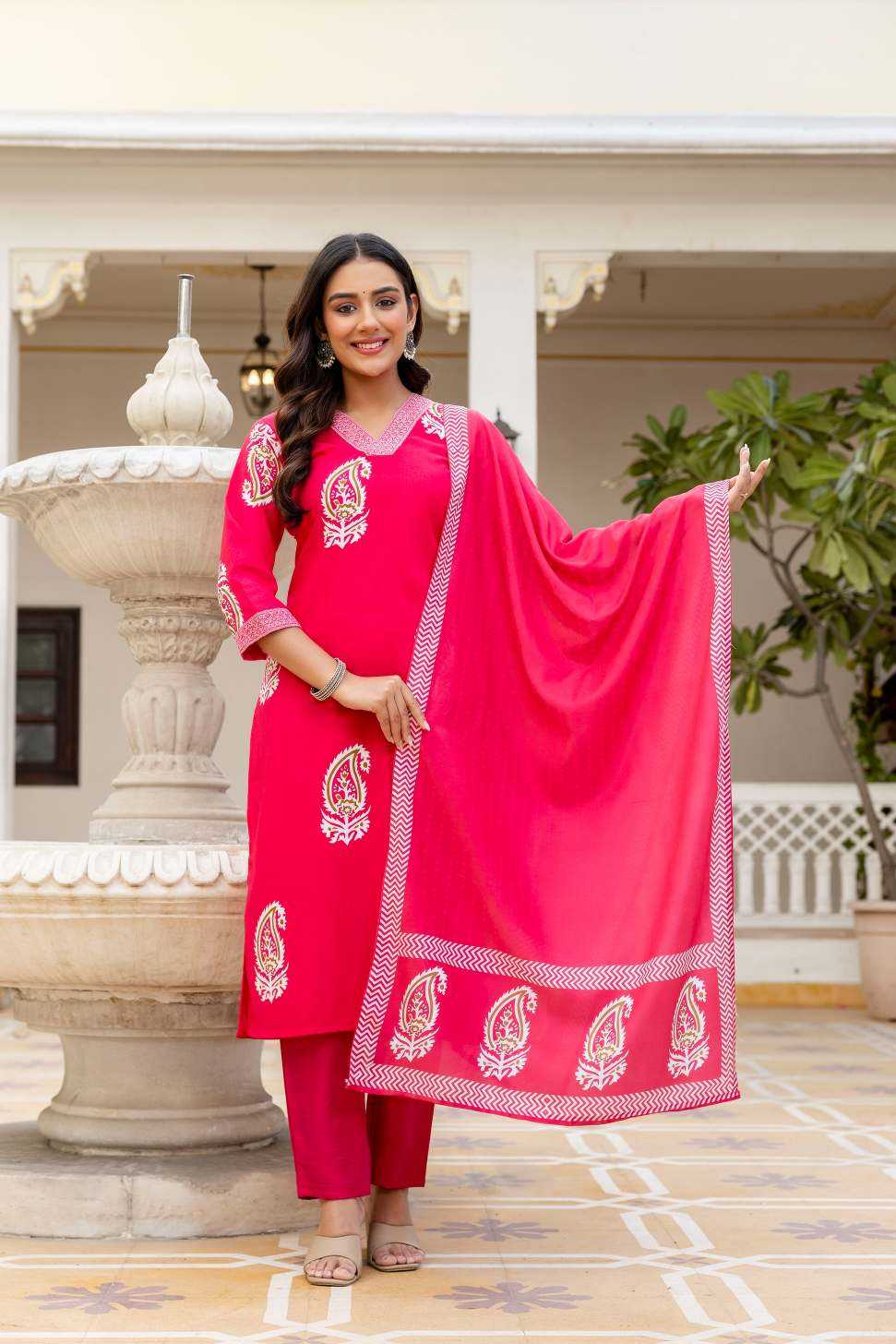 Rayon Designer Kurti in Sky