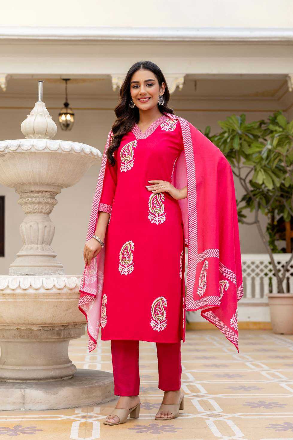 Rayon Designer Kurti in Sky
