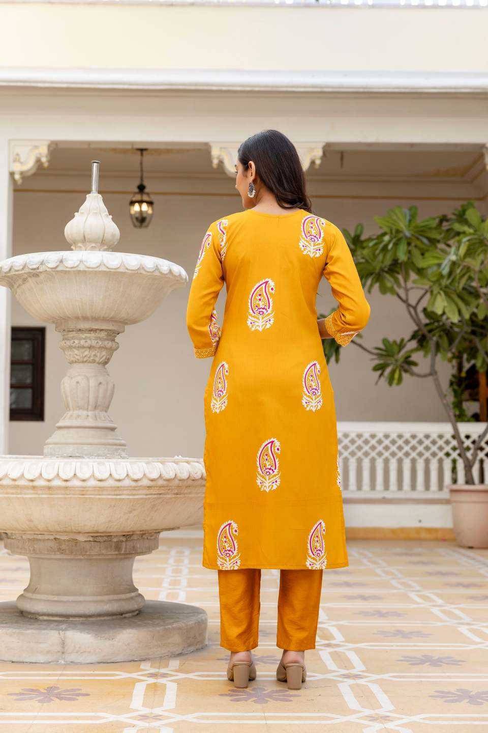 Rayon Designer Kurti in Sky