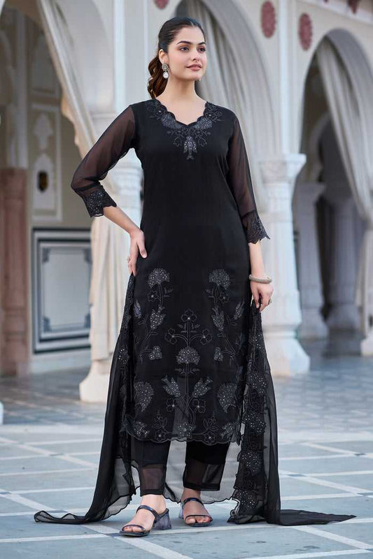 Faux Georgette Embroidery Suit 638