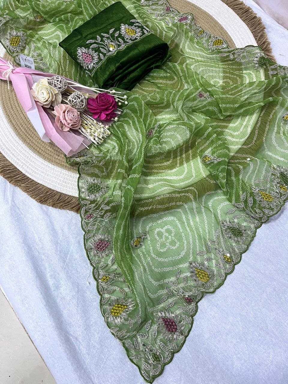Chiffon Designer Saree in Peach