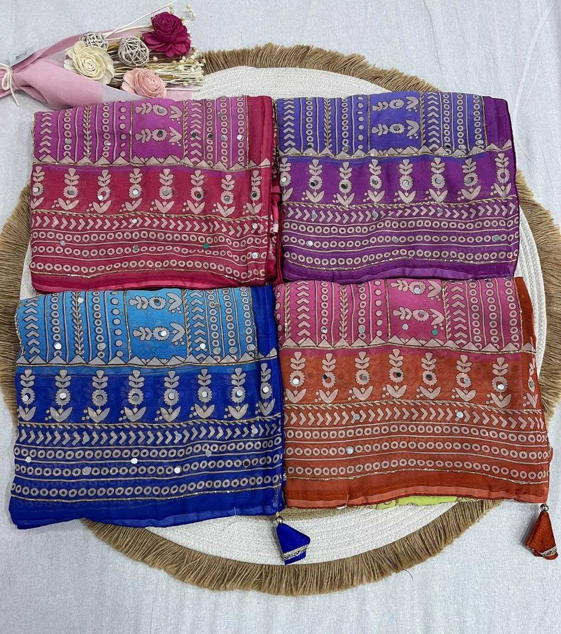 Georgette Printed Saree in Baby Pink