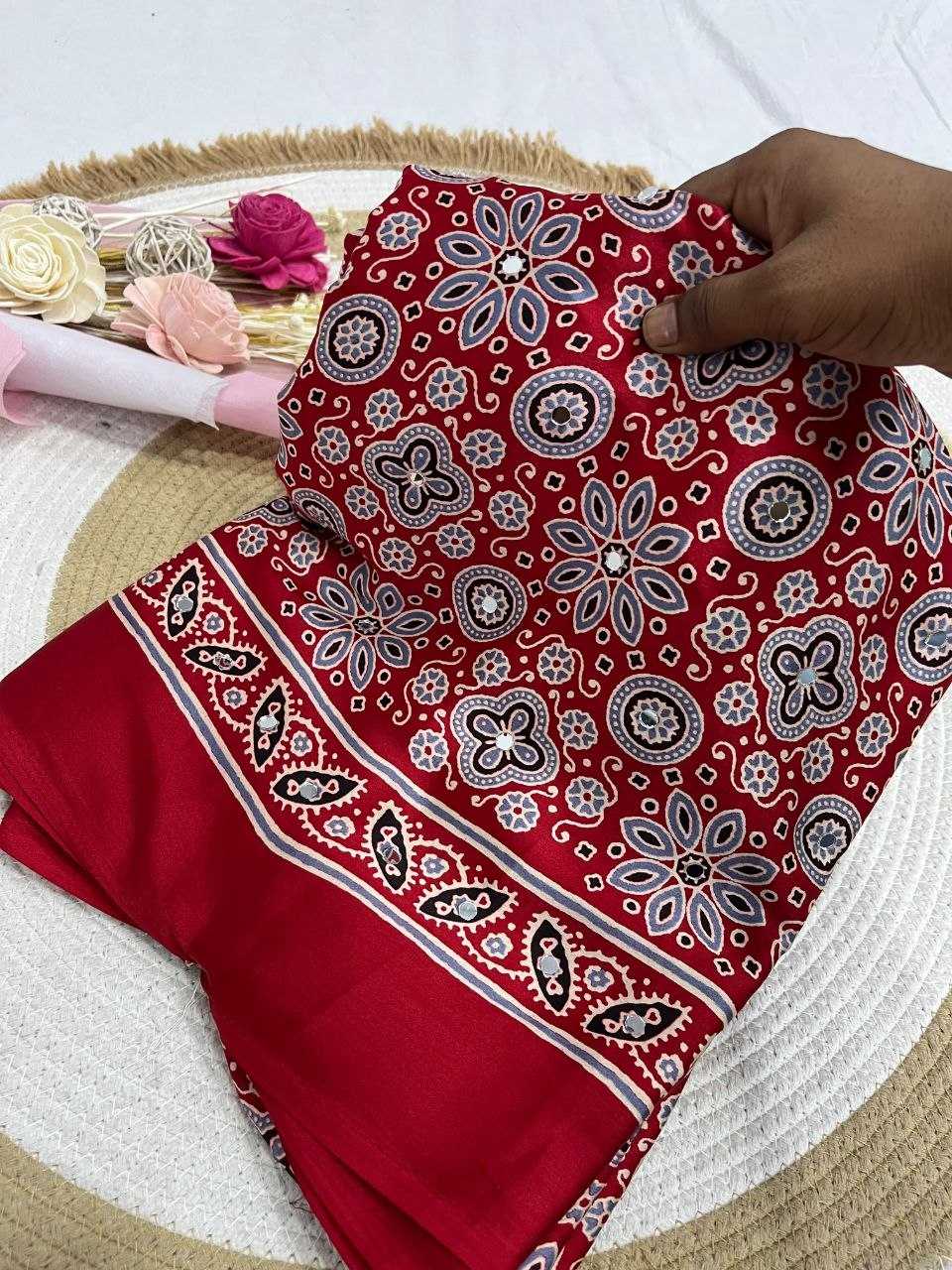 Japan Sartin Printed Saree in Maroon