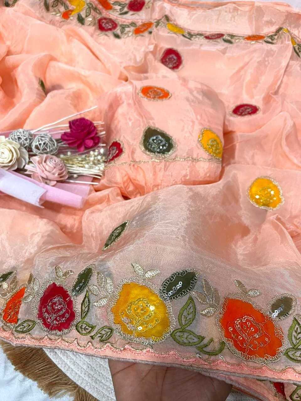 Pure Silk Soft Saree in Peach