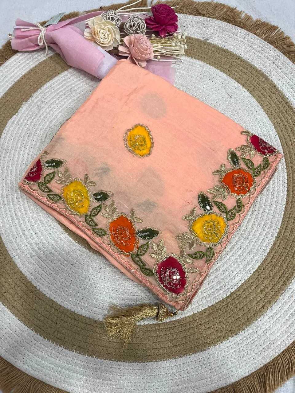 Pure Silk Soft Saree in Peach