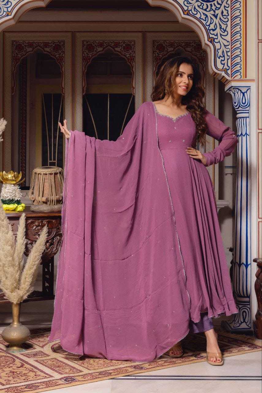 Faux Georgette Embroidery Gown 093