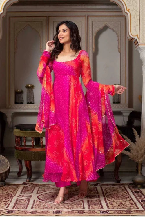 Faux Georgette Printed Suit in Slevees Dupptta