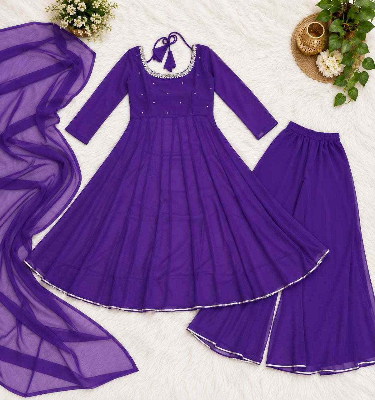 Faux Georgette Palazzo Suit