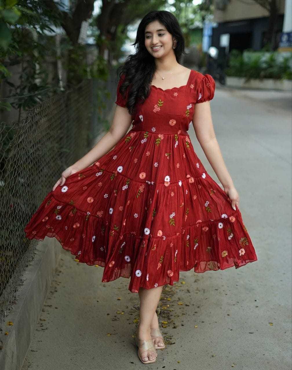 Chanderi Cotton Maxi Dress