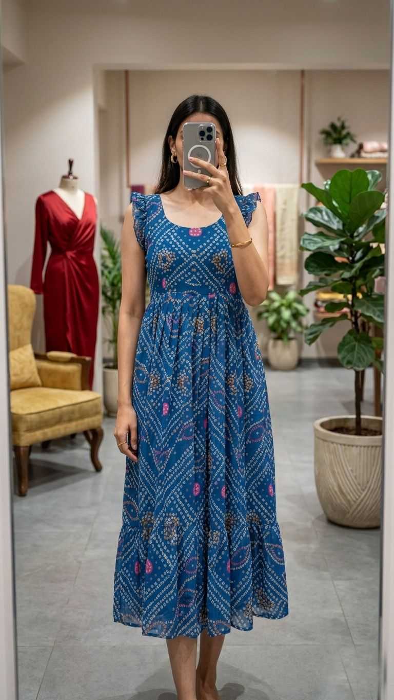 Bandhani Chiffon Designer Dress
