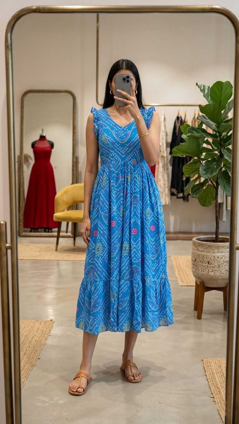 Bandhani Chiffon Designer Dress