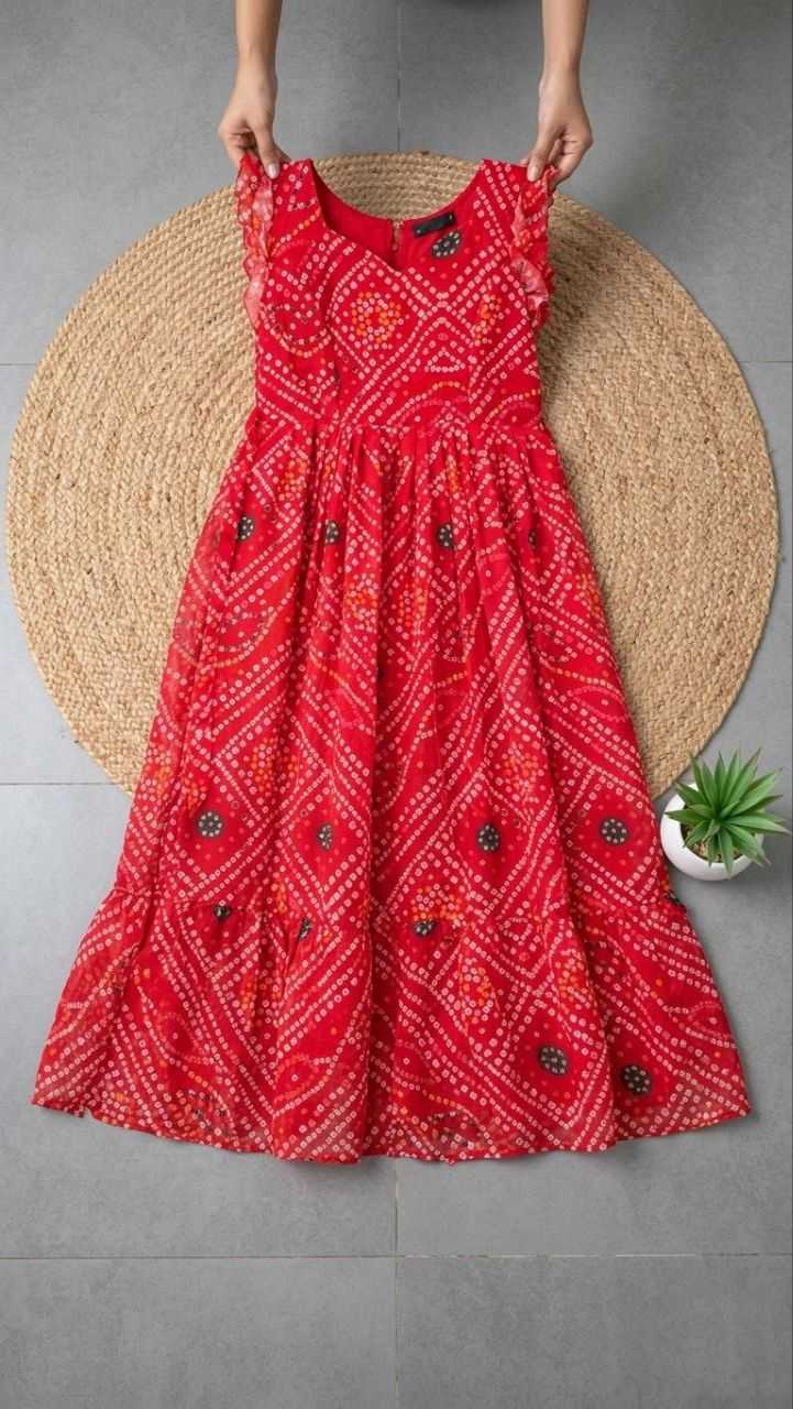 Bandhani Chiffon Designer Dress