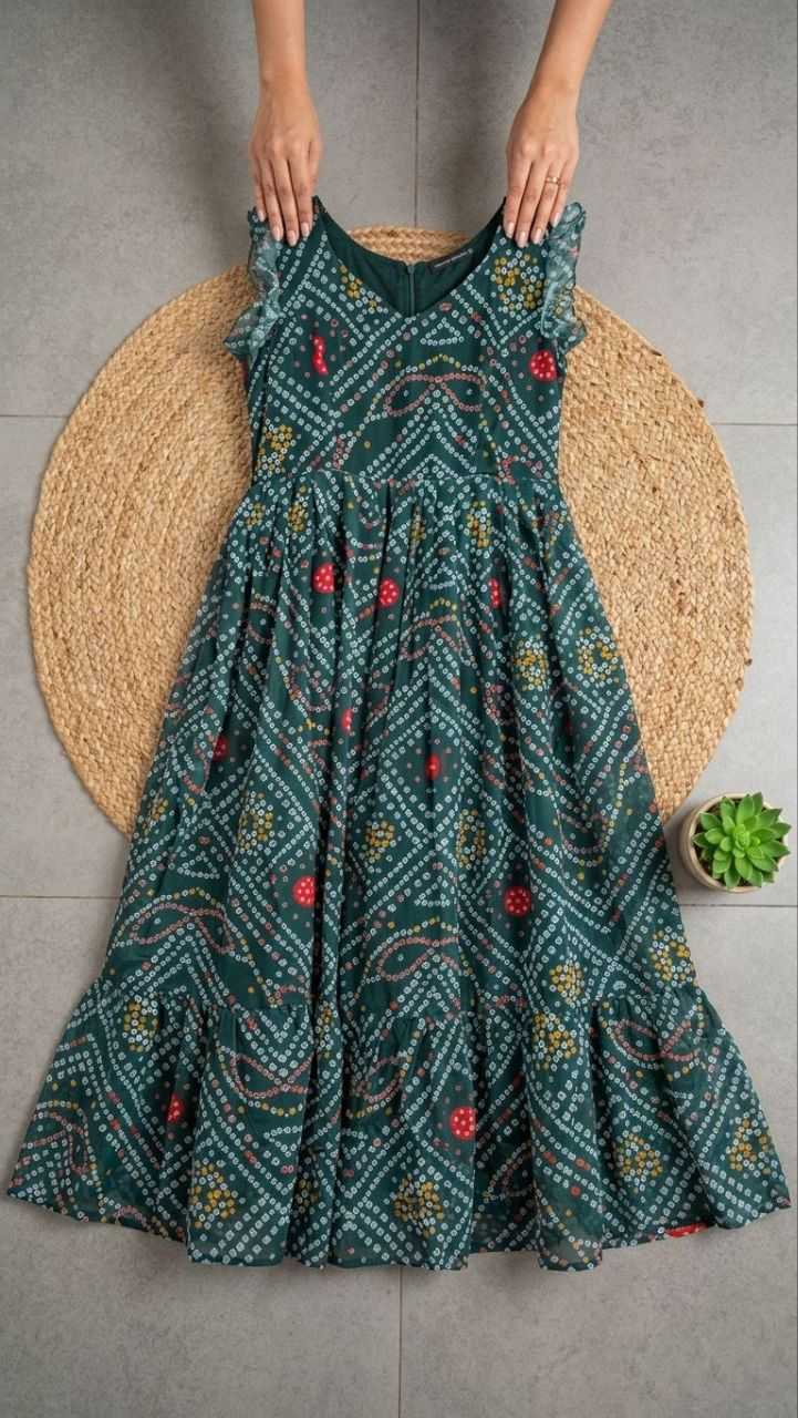 Bandhani Chiffon Designer Dress