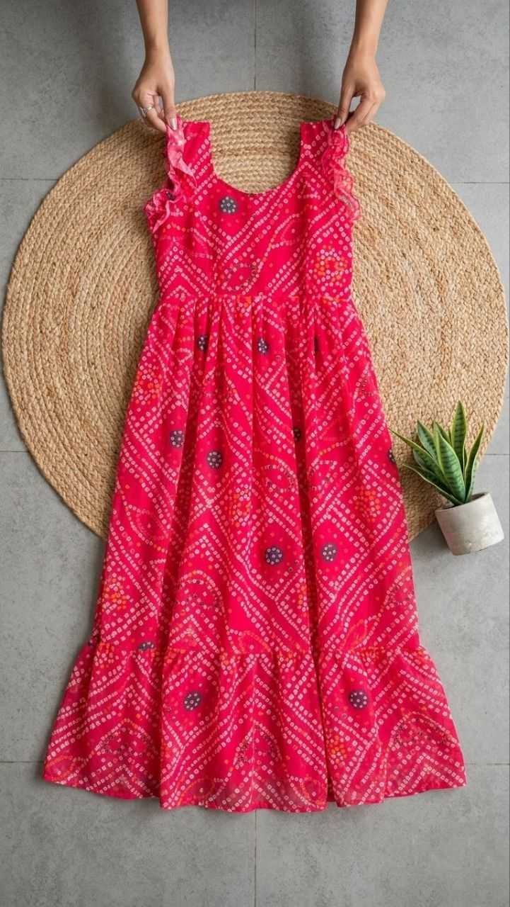 Bandhani Chiffon Designer Dress