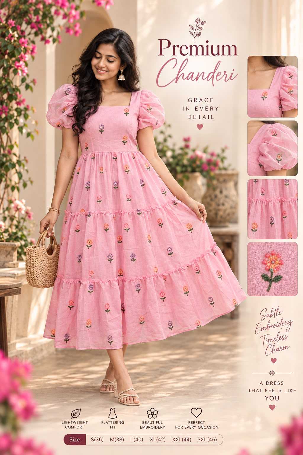 Beautiful Chanderi Cotton Maxi Dress