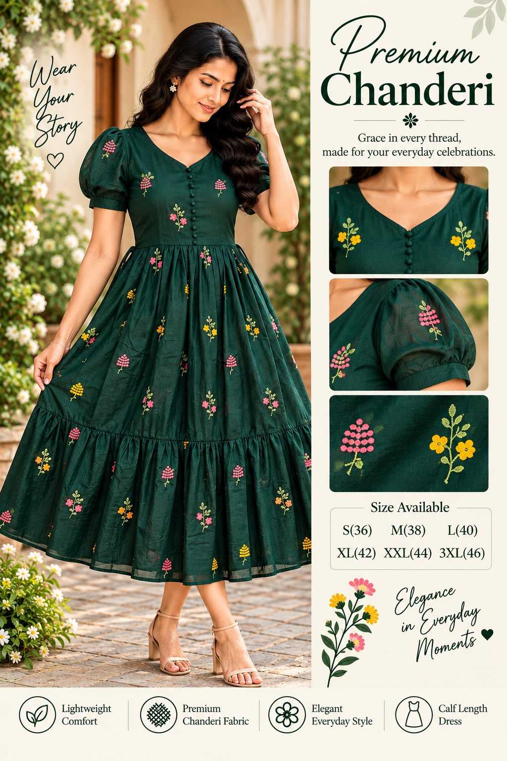 Beautiful Chanderi Cotton Maxi Dress
