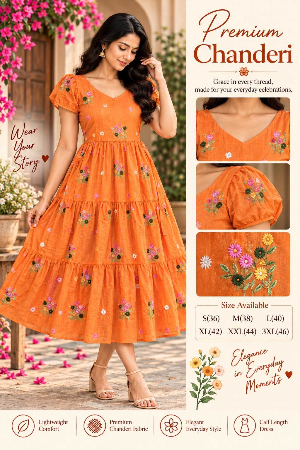 Beautiful Chanderi Cotton Maxi Dress
