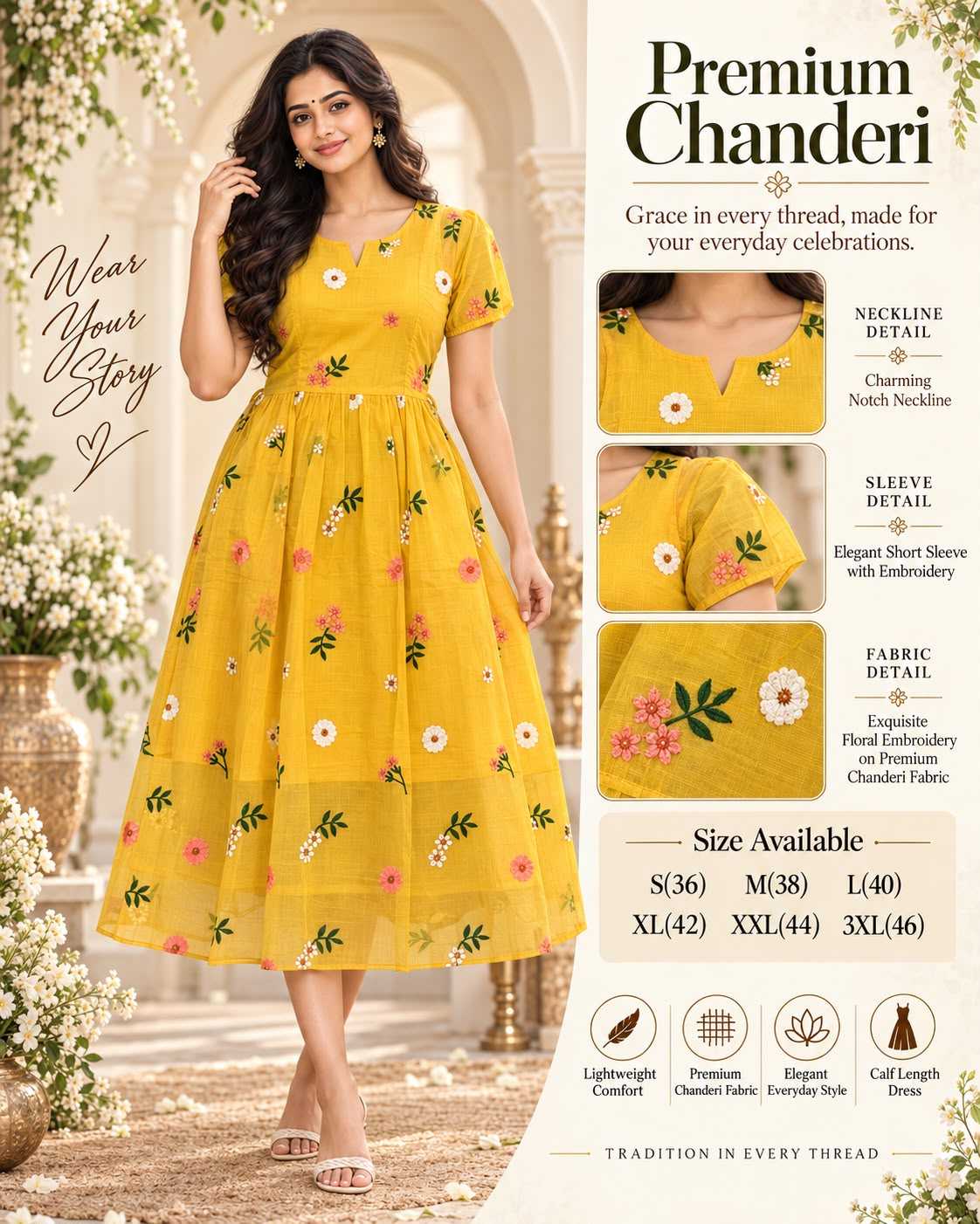 Beautiful Chanderi Cotton Maxi Dress