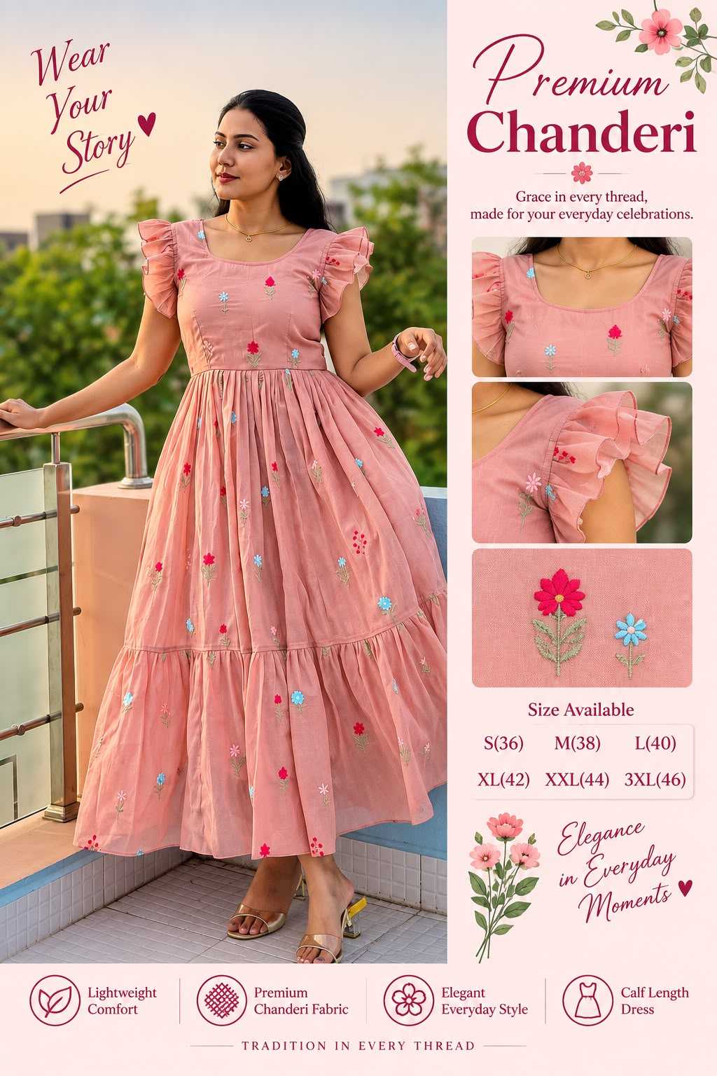 Beautiful Chanderi Cotton Maxi Dress