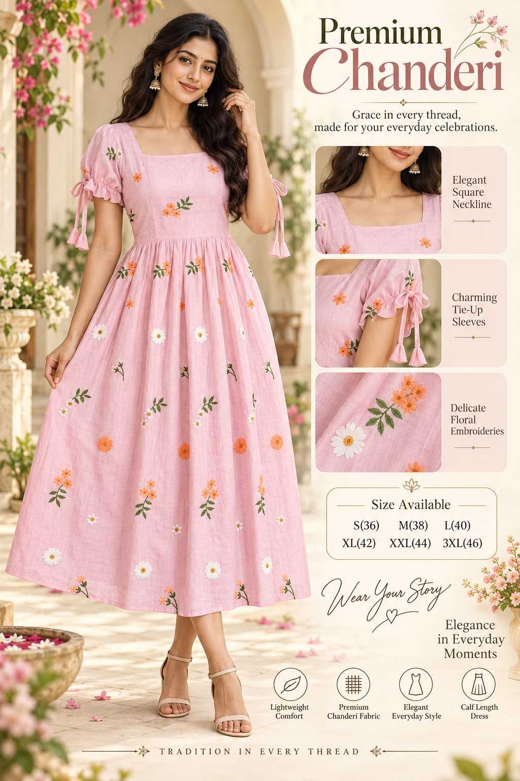 Beautiful Chanderi Cotton Maxi Dress