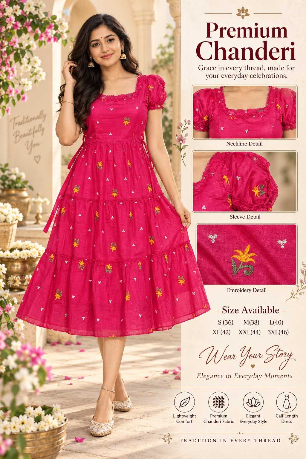 Beautiful Chanderi Cotton Maxi Dress