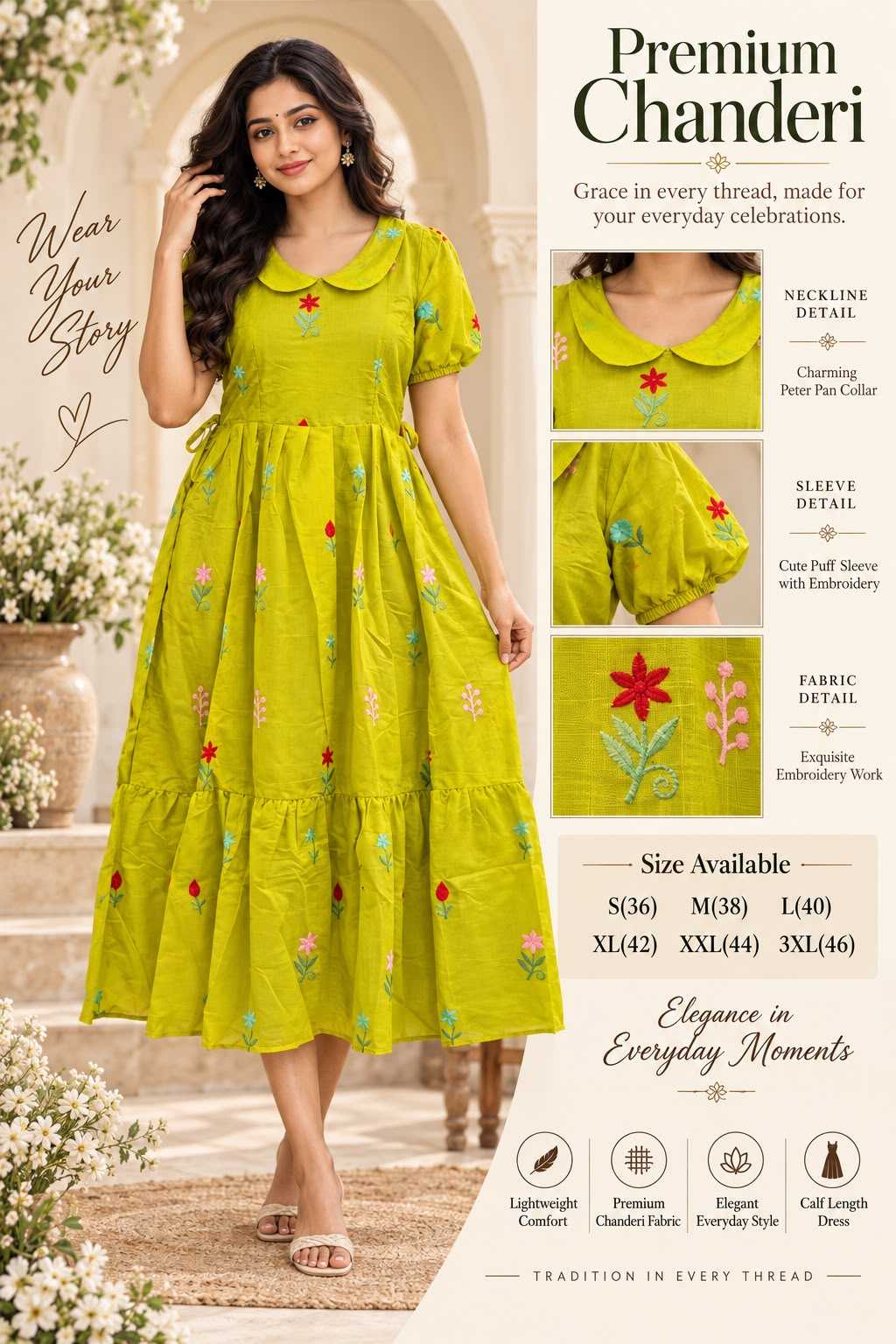 Beautiful Chanderi Cotton Maxi Dress