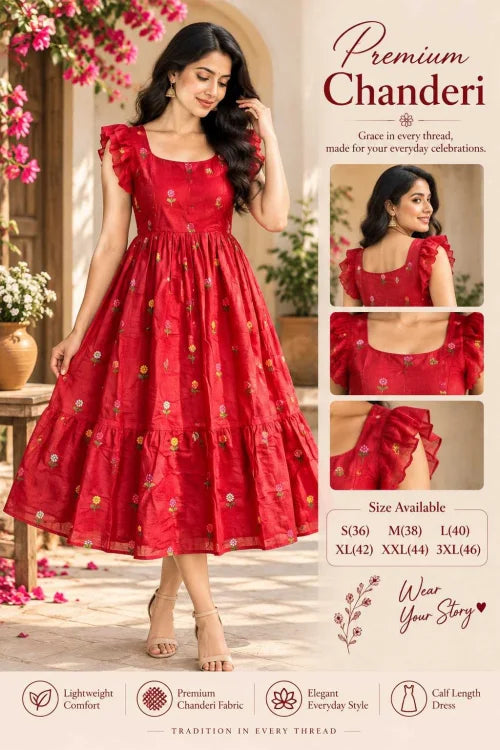 Dressing Chanderi Cotton Maxi Dress